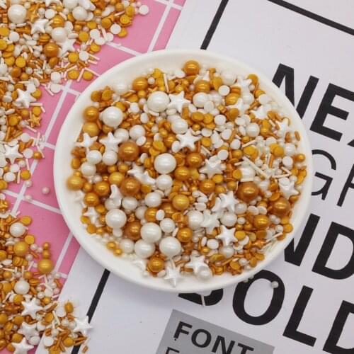 Gold And White Sugar Mixed Sugar Beads Candy Sticks Star Bead For Lollipop Cake Decoration Wholedale