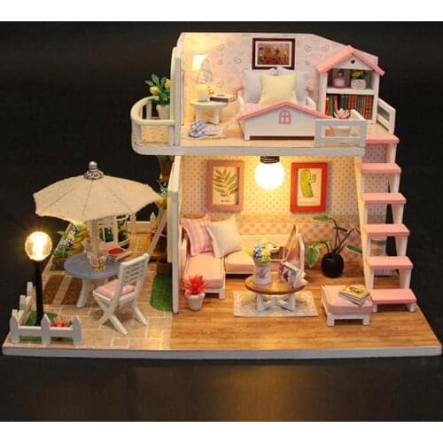10 Style 3D Wooden Miniatures Dollhouse Furniture Kit Toy for Children Birthday Gifts DIY Doll House Furniture Fun Miniature Toy