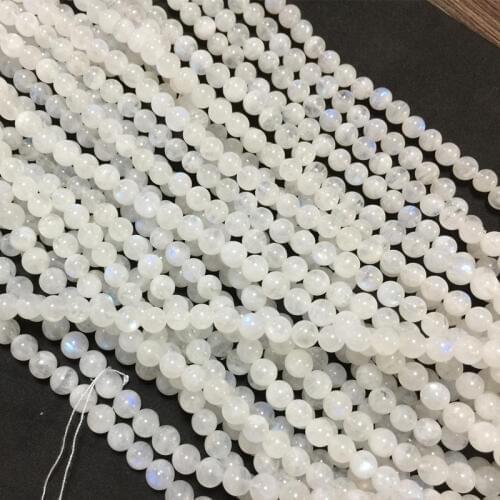 100% Natural Moon stone Moonstone 5mm AA- 7mm AA Round Beads Smooth Gem Stone 53cm Long Bracelet And Necklace
