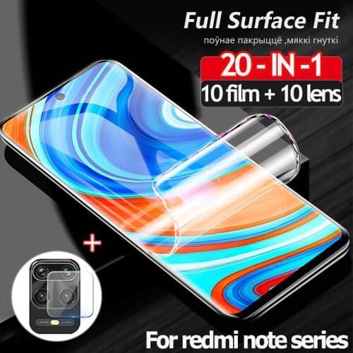 20 pcs Front + lens Hydrogel Film For xiaomi redmi note 9pro redmi 9a 9c screen protector 100D Camera Film xiaomi redmi note 9 s