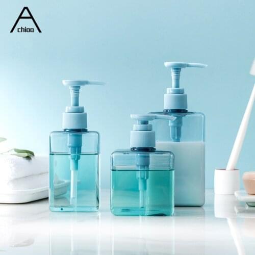 2021 Trendy Liquid Soap Dispenser Bottle Sanitizer Shampoo Body Wash Shower Gel Bottle Blue Press Pump Sub Bathroom Accessories