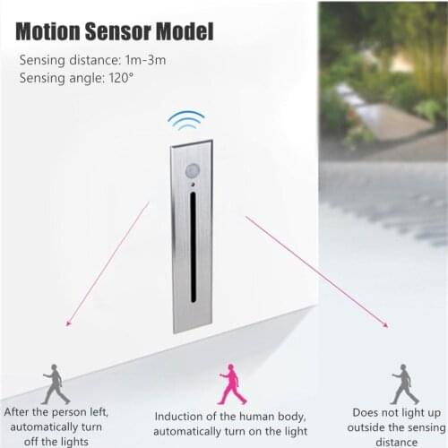 3W Recessed LED Stair Light Motion Sensor Indoor Outdoor Waterproof Staircase Step Wall Light Corridor Stairway Lighting 85-265V