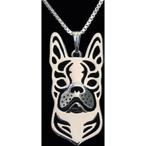 Boho Chic Alloy Boston Terrier Necklace Fashion Cartoon Dog Pendant Silver Color Plated Gift