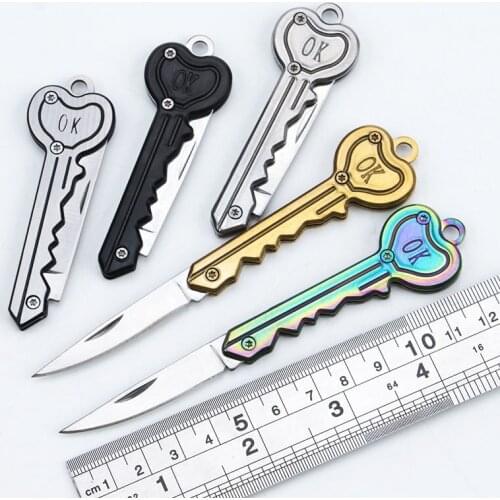 Mini Key Knife Letter Camp Outdoor Keyring Ring Keychain Fold Open Opener Pocket Package Survive gadget Multi Tool Blade Box kit