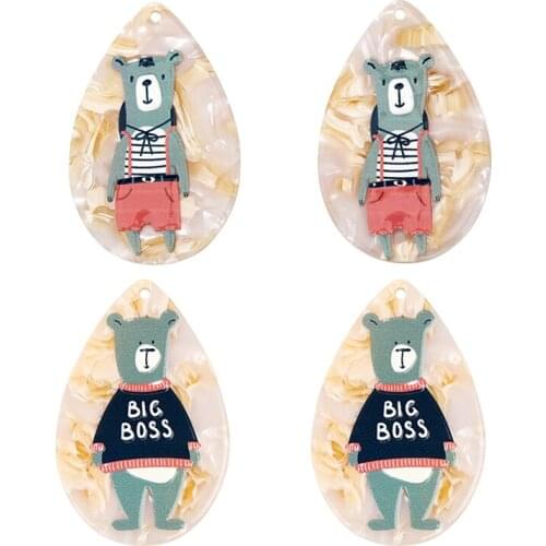 DIY Cute Enamel Bear Night Owl Drip Oil Charms Pendant Earring Accessories Colorful Charms For DIY Earring Necklaces Accessories