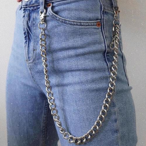 49/60cm Waist Chain Long Metal Keychain Rock Pants Chain Hipster Pant Jean Key Wallet Belt Ring Clip Mens HipHop Jewelry