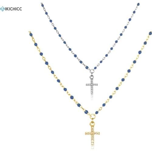 Kikichicc European 925 Sterling Silver Gold Mini Charms Corss CZ Zircon Pendent Luxury Necklace Crystal New 2020 Fine Jewelry