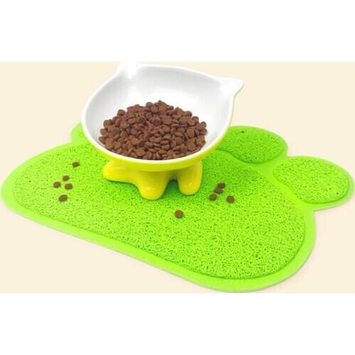 Waterproof Cat Litter Mat PVC Pet Feeding Bowl Placemat Non-slip Cat Litter Trapper Mats Paw Print Dog Pad Easy Cleaning Pet Mat