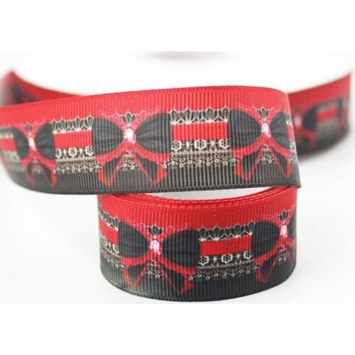 Red bow printed grosgrain ribbon 9-75mm DIY handmade materials christmas wedding gift wrap tape ribbons
