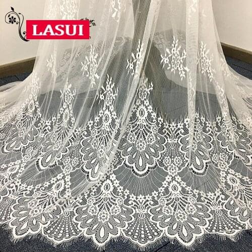 LASUI 3m /1 piece C0293 Top grade NEW retro pattern handmade Diy Wedding Dress Sewing Accessories Eyelash French Lace Fabric