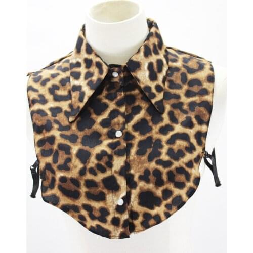 Linbaiway Female Leopard Lapel Fake Collar for Women Shirt Detachable Collar False Collar Ladies Removable Half Shirt Faux Col