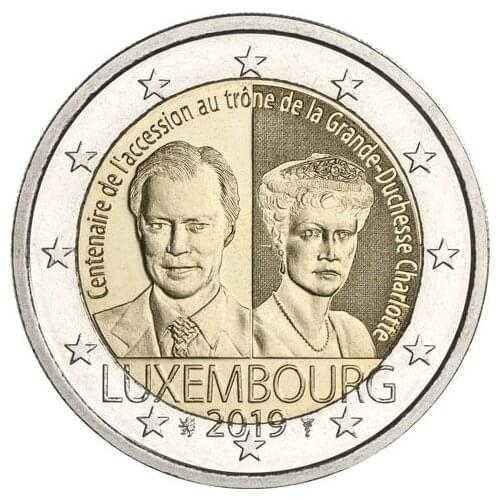 Luxembourg 2019 100th Anniversary of Grand Duke Charlottes Ascension 2 Euro New Original Coin Unc Genuine Euro Coins