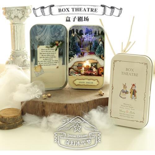 Snow Dream Doll House Diy miniature Wooden Puzzle Dollhouse miniature Furniture Toy House Doll For Birthday Gift box
