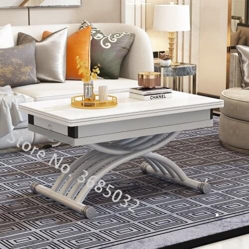 Multifunctional Lifting Coffee Table Telescopic Steel legs Dining Table Dual-use Mini Foldable Simple Living RoomFurniture 80*40