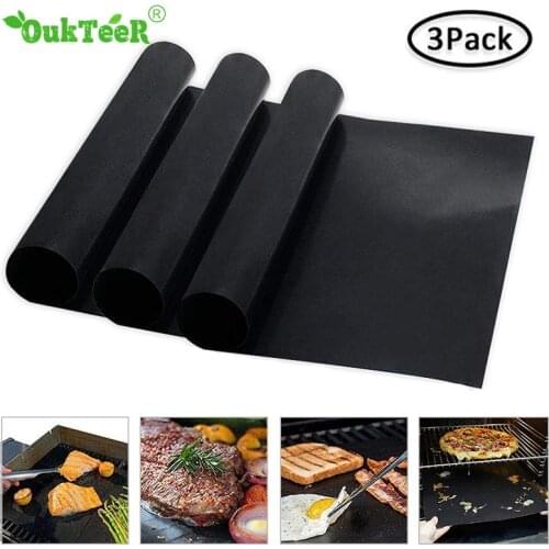 3pcs Reusable Non-Stick BBQ Grill Mat Pad Baking Sheet Portable Outdoor Picnic Cooking Barbecue Oven Tool Hot selling