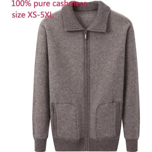 New 100% Cashmere Men Cardigan High Grade Thick Large Woolen Coat Computer Knitted Casual Fashion Plus Size XSSMLXL2XL3XL4XL5XL