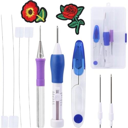 LMDZ Embroidery Beginner Kit Punch Needle Knitting DIY Cross Stitching Sewing Accessories With Scissors and Embroidery flowers