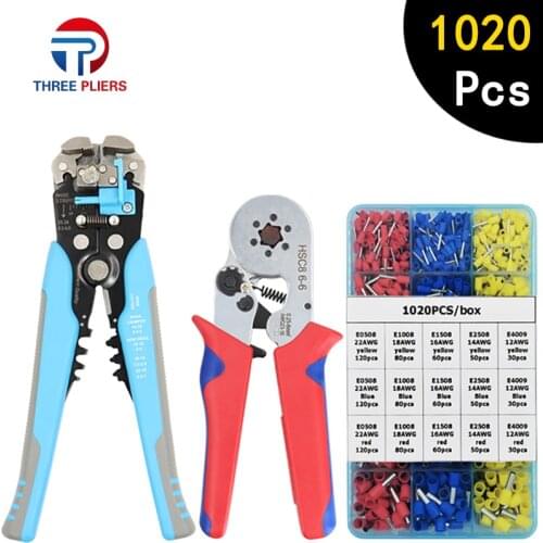 Multifunctional Wire Stripper Crimping Tool Kit - HSC8 6-6/6- 4A Pliers ,Self-Adjusting 8 Inch Cutter Crimper,For Tube Terminal