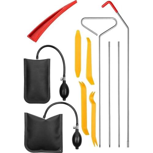 12pcs Essential Automotive Car Tool Kit with Air Wedge, Long Reach Grabber, Multifunctional Tool Set for Cars Trucks