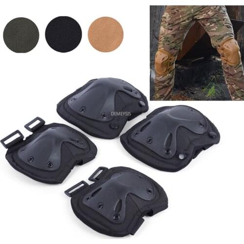 Military Army Knee Pads & Elbow Pads Set Outdoor Tactical Knee Protector Airsoft Paintball Hunting War Game Knee Elbow Pads