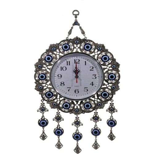 Handmade Hangings Ornamental Evil Eye Beaded Wall Clock