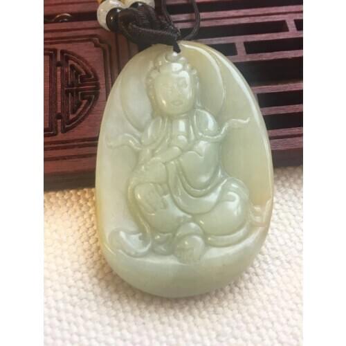 Real hetian jade handcarved guanyin jade pendant necklace unique design jadeite jade necklace women men jewelry Chinese zodiac