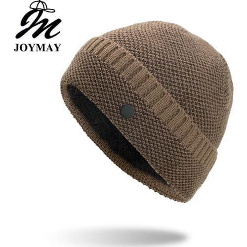 Joymay 2018 New Winter Beanies Hat Unisex Plain Warm Soft Skull Knitting Cap Hats Gorro Caps For Men Women Dropshipping WM102