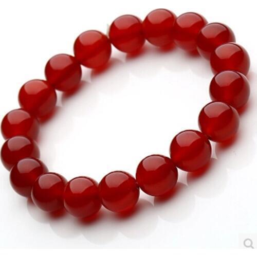 Wholesale Natural Red Bracelets Women Femme Charm Stretch Round Crystal Beads Bracelet Trendy Crystal Stone Beads Bracelet 10mm