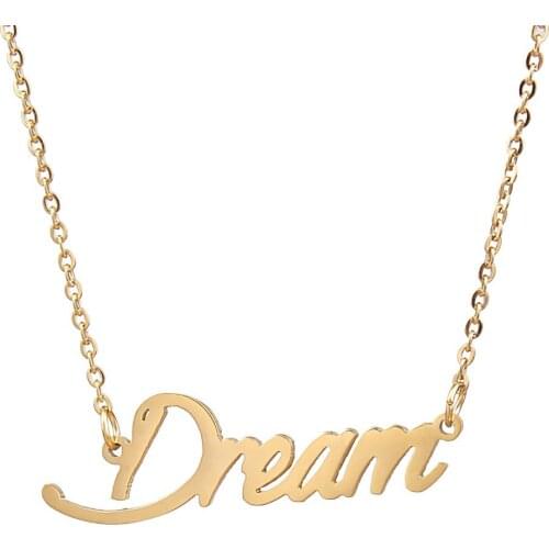 Dream Name Necklace Personalised Stainless Steel Women Choker 18k Gold Plated Alphabet Letter Pendant Jewelry Friends Gift