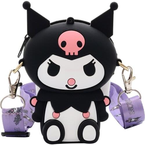 Sanrio Hello Kitty Cartoon Childrens Silicone Shoulder Bag Messenger Bag Fashion Ribbon Cute Accessories Coin Purse