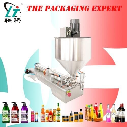 Sauce Chilli Mixing Hopper Filling Machine With Mixer Mixing Hopper Jar Honey Pulp Grease Peanut Butter Chocolate Granule Filler