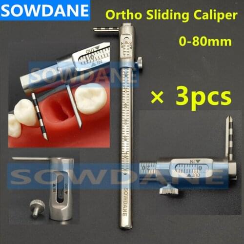 3pcs Dental Teeth Whitening Sliding Caliper Measuring Instrument Dental tooth Measuring caliper ruler 0-95 mm Stainless Steel