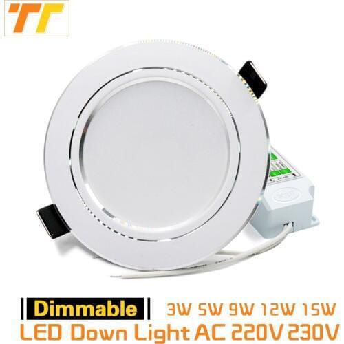 LED Downlight Dimmable 9W 12W 15W 5W 3W 220V 230V Warm White Nature White Cold White Recessed LED Lamp Spot Light indoor light