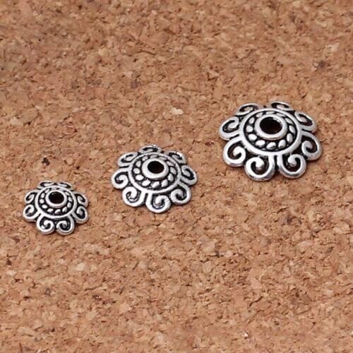 100pcs/lot Tibetan Silver Lotus Base Bead Caps 8mm 10mm 12mm Vintage Tassel End Caps Beading Spacer Trays DIY Jewelry Findings