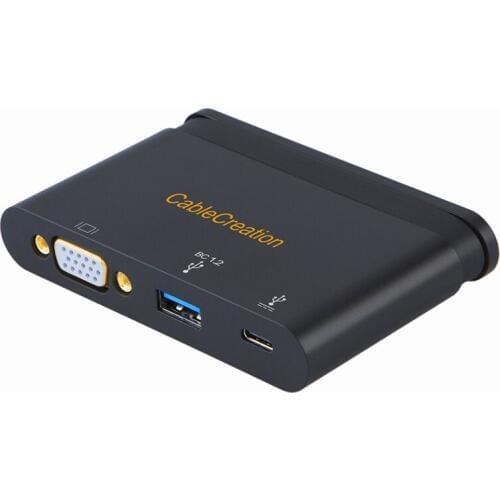 USB Type C to VGA+USB 3.0+USB- C Female Charging Adapter,Type C (Compatible Thunderbolt 3) Multiport Adapter