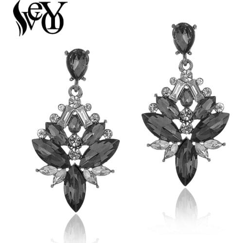 VEYO Fashion Gray Crystal Drop Earrings Geometry Party Dangle Earrings Jewelry For Women New