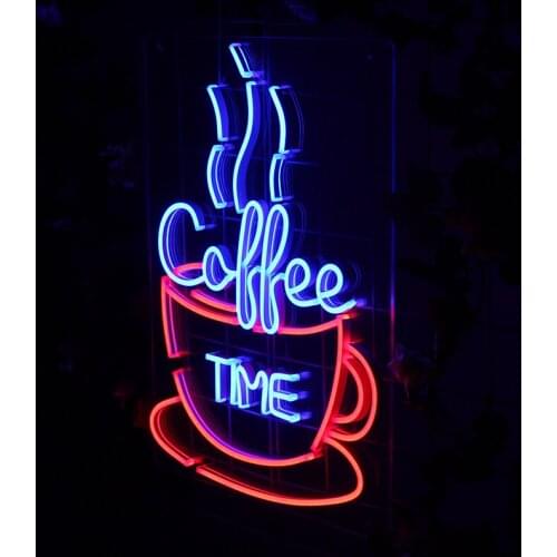 Coffee Business Store Sign Neon Light Signs Custom For Shop Club Bar Decor Art Wall Hanging Decor 12V Flex Led 3D Neon Top