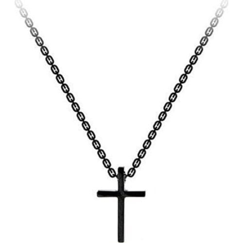 Season Gate 925 Sterling Silver Fashion Simple Cross Personality Black Pendant Collarbone Chain Gift Necklace For Women SN077