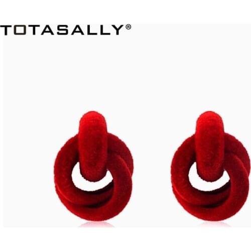 TOTASALLY Womens Stud Earrings Fashion Punk Multi-Color Geometric Earrings Velvet Skin Circles Ear Studs Gifts Dropship