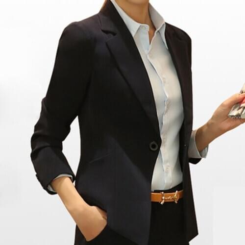 2021 Womens Blazer Long Sleeve Blazers Solid One Button Coat Slim Office Lady Jacket Female Tops Suit Blazer Femme Jackets Z025