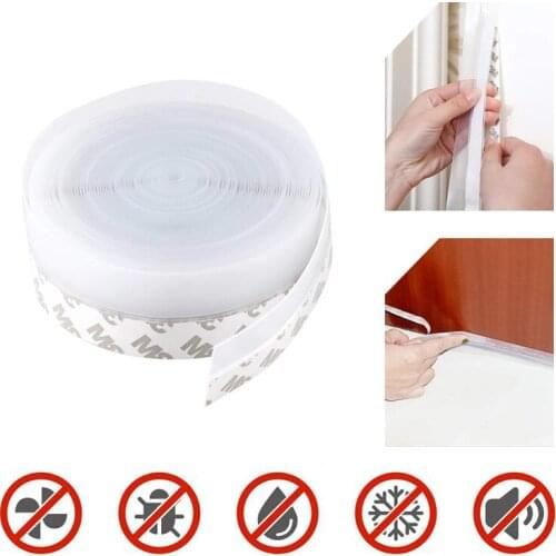 1Roll Self Adhesive Seal Strip Weather Strip Silicone Soundproofing Window Seal Draught Dust Insect Door Strip WeatherstripTape