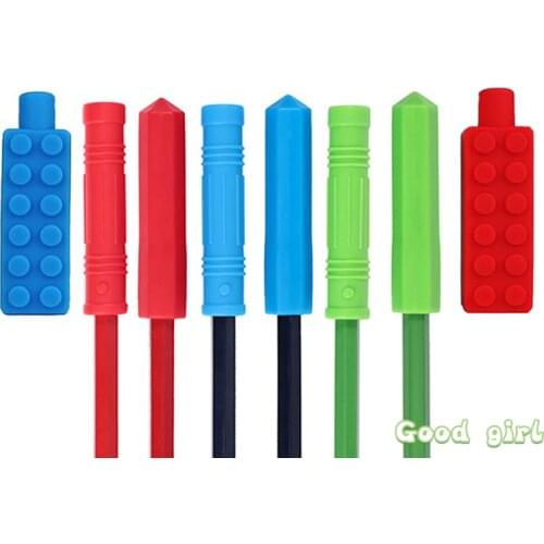 1Pcs Chewable Pencil Topper Bite Silicone Teether Pencil Cap Sensory Toys For Kids Children Autism ADHD Chewing Teether