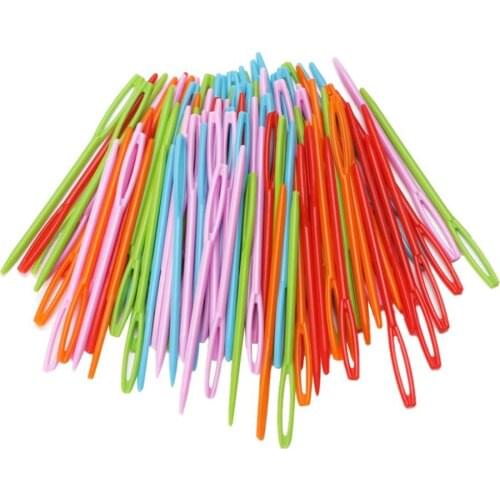 100pcs Multicolor 7cm Plastic Knitting Needles Crochet Hooks Wool Yarn Sewing Needle DIY Crafts Clothing Sweater Weaving Tools