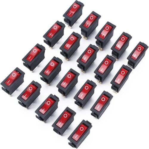 20Pcs/Lot KCD3 16A 250V/20A 125V 3 Pin Red Button Light Rocker Switch Rocker Power Switch