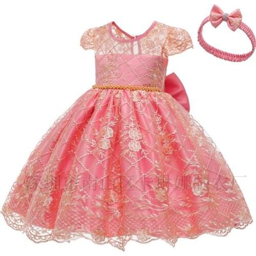 2020 baby princess dress bow stitching lace dress princess