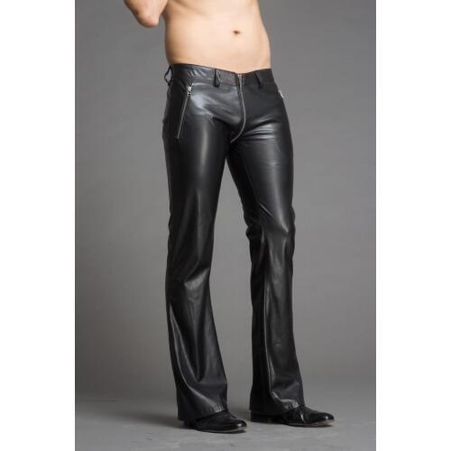 29-39 ! Mens New Clothing Slim Fashion Personality Horn Leather Pants Plus Size Leather Trousers Singer Stage Costumes