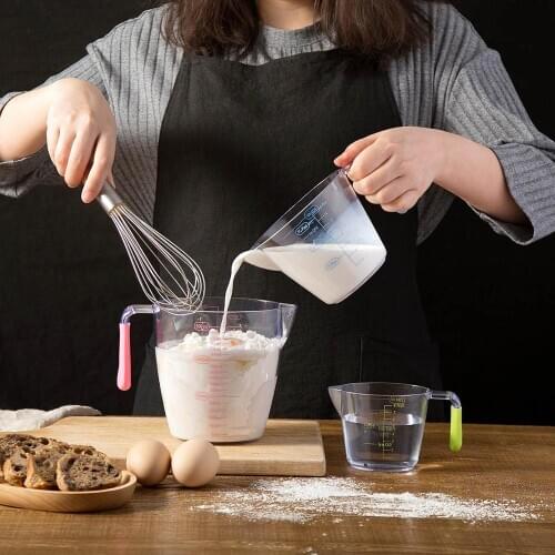 3PCS/Lot Plastic Measuring Jug Set Transparent Cups Pour Spout Kitchen Baking Tools 200ml+400ml+900ml