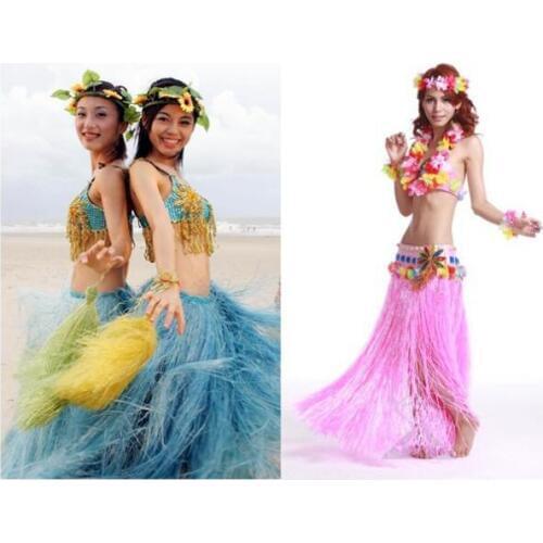 5PCS/set Plastic Fibers Women Grass Skirts Hula Skirt Hawaiian costumes 60CM Ladies Dress Up Festive & Party Supplies