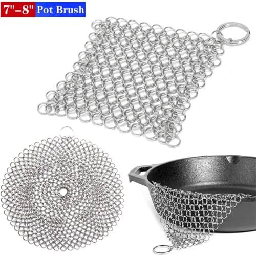 7in-8in 316 Cast Iron Cleaner Kitchen Rust Pot Pans Cleaning Scrubber Steel Rust Remover Scraper Brush Kit Metal Cleaning Brush