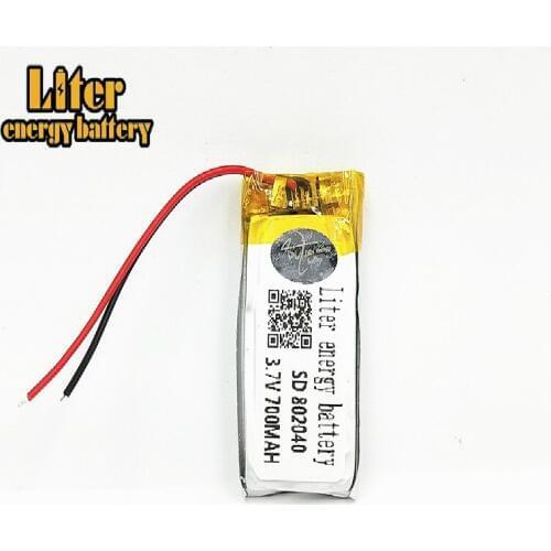 802040 Battery for Phone Dvr GPS Mp3 Mp4 Mp5 Bluetooth Speaker E-Book 3.7V 700mAh Li-Polymer Polymer Rechargeable Accumulator